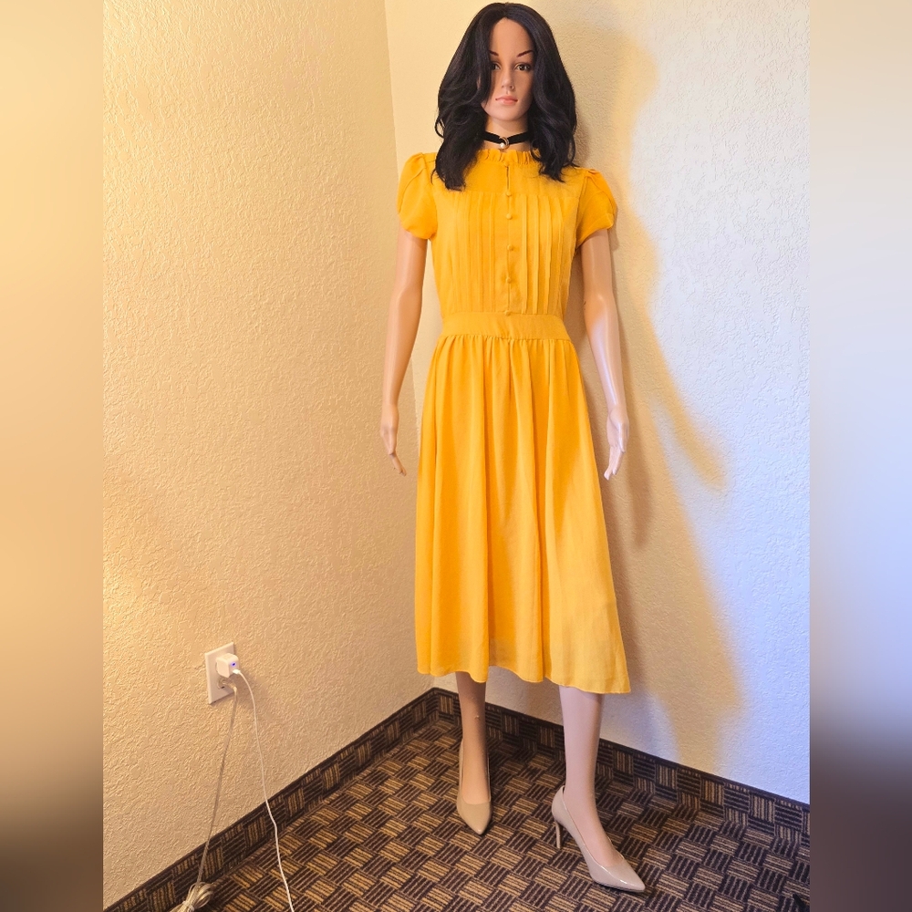 Ella Yellow Ruffled Smocked Midi Sundress